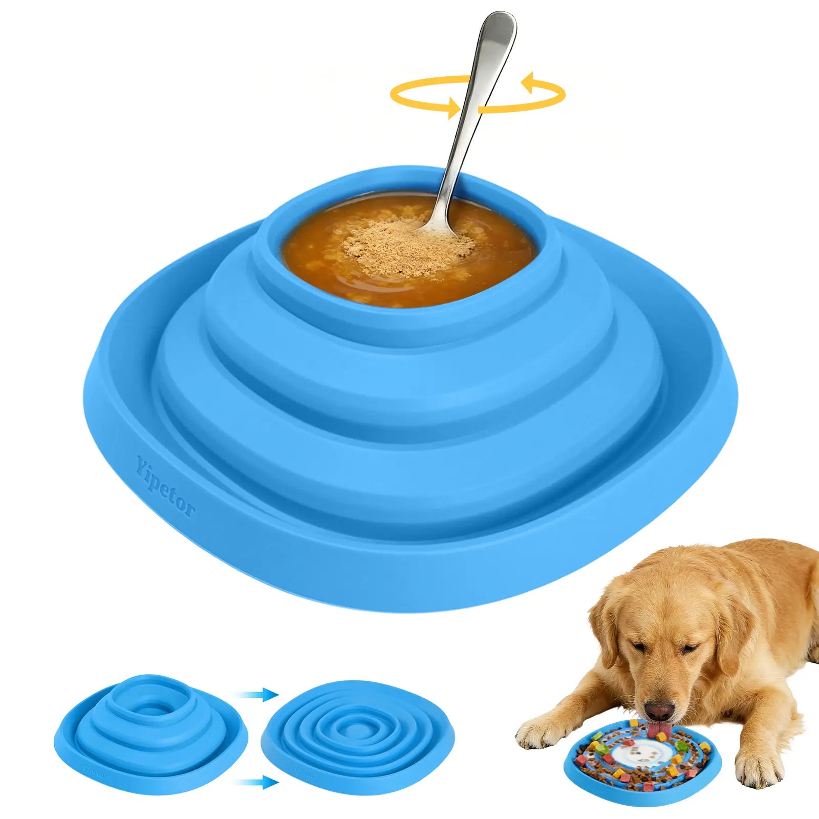Yipetor Zen Disc: Professional Sensory Calming Tool for Dogs - Foldable Silicone Lick Mat & Slow Feeder, BPA Free, Dishwasher Safe, GDV Risk Reduction Puzzle Feeder for Semi-Moist Treats, Suitable for All Breeds