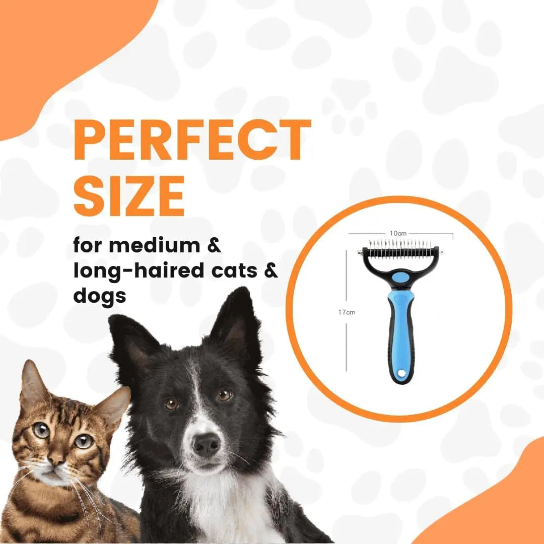 Stainless Steel Double-Sided Pet Detangling Comb - Professional Grooming Shedding Brush for Dogs and Cats, Optimal Blade Spacing for Effective Matting and Fur Removal, Summervibes