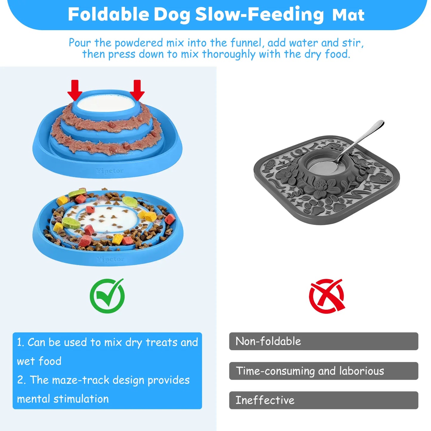 Yipetor Zen Disc: Professional Sensory Calming Tool for Dogs - Foldable Silicone Lick Mat & Slow Feeder, BPA Free, Dishwasher Safe, GDV Risk Reduction Puzzle Feeder for Semi-Moist Treats, Suitable for All Breeds