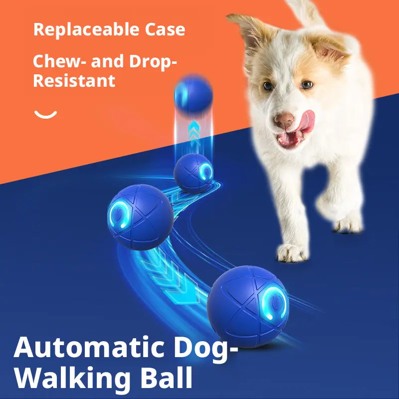 Automatic Interactive Dog Toy Ball, Smart Moving Dog Ball with Obstacle Avoidance, Rechargeable Bouncing Dog Toy for Small Medium Dogs Self Play Bat Dragon Plush Chirping Flapping Bird Bite Resistant Inflatable Set Large Safe Water Bowl LED Light Food