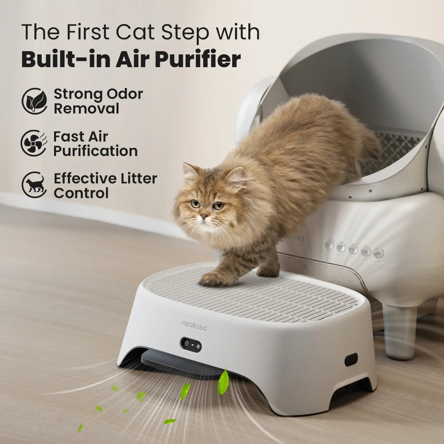 Neakasa Airstep Pet Air Purifier Step,3-Mode Odor, Dust & Pet Hair Control, Air Filter Compatible with M1 plus / M1 Lite and Most Automatic & Traditional Litter Boxes