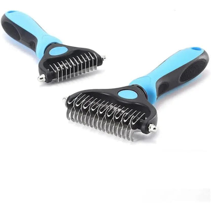 Stainless Steel Double-Sided Pet Detangling Comb - Professional Grooming Shedding Brush for Dogs and Cats, Optimal Blade Spacing for Effective Matting and Fur Removal, Summervibes