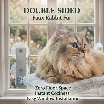 Foldable Cat Window Perch - Cordless Space-Saving Hammock with Jumbo Suction Cups and Sturdy Metal Frame, Ideal Cat Bed for Indoor Use and Travel in RVs and Cars