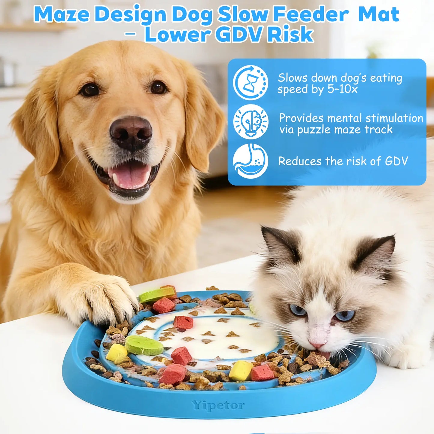 Yipetor Zen Disc: Professional Sensory Calming Tool for Dogs - Foldable Silicone Lick Mat & Slow Feeder, BPA Free, Dishwasher Safe, GDV Risk Reduction Puzzle Feeder for Semi-Moist Treats, Suitable for All Breeds