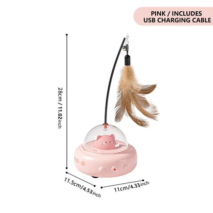 Automatic Interactive Cat Teaser Toy Self-Playing Laser Feather Combo Smart Pet Toy to Keep Your Kitten Busy Relieve Boredom All Day No More Lonely Cats